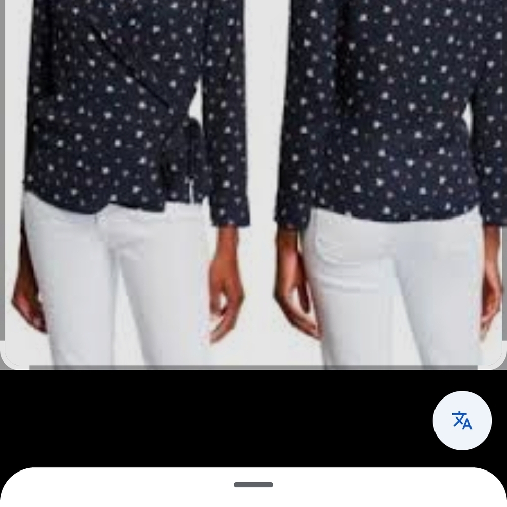 Elegant Navy Floral Wrap Blouse
